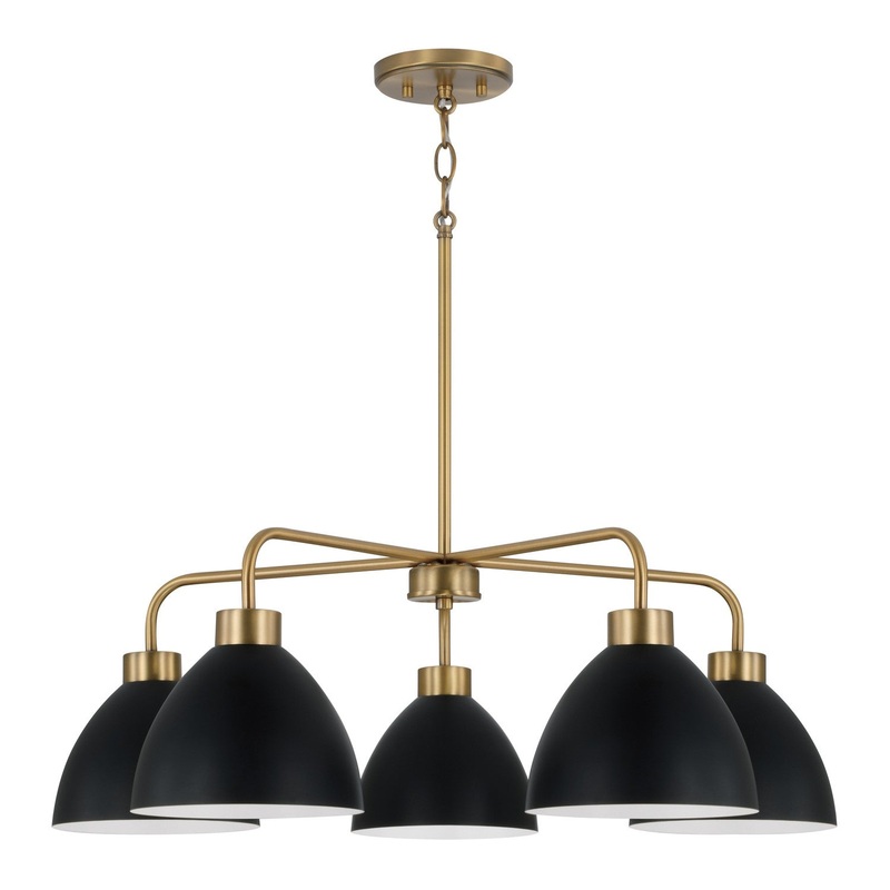 Ross 5-Light Chandelier in Aged Brass and Black