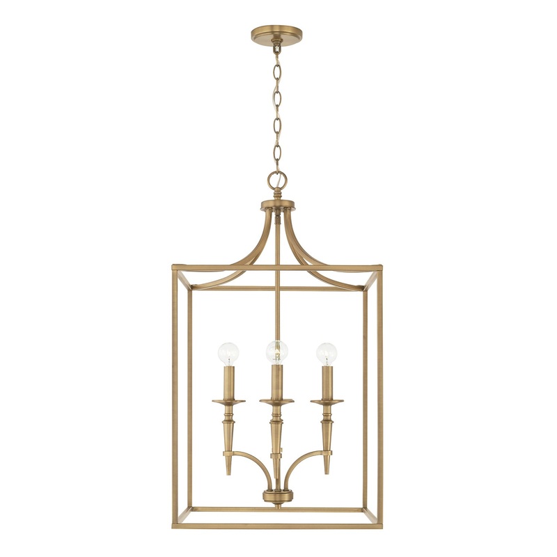 Abbie 4-Light Foyer Pendant in Aged Brass