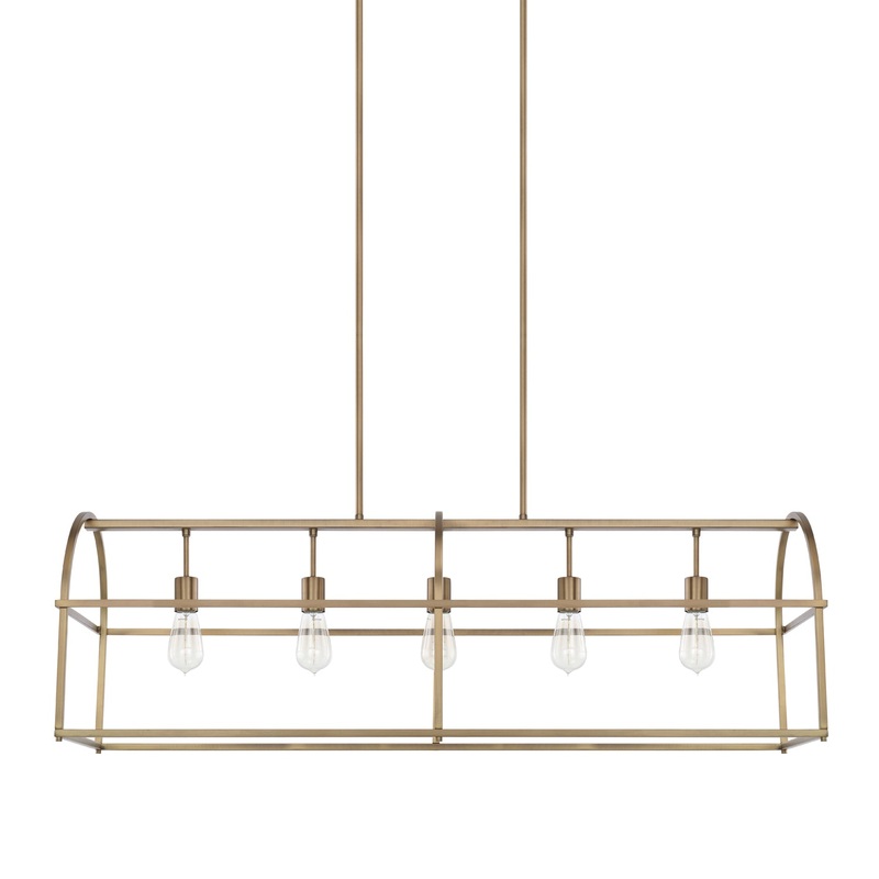 Aubrey 5-Light Island Pendant in Aged Brass