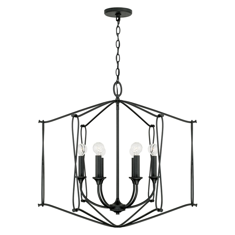 Bentley 6-Light Foyer Pendant in Black Iron