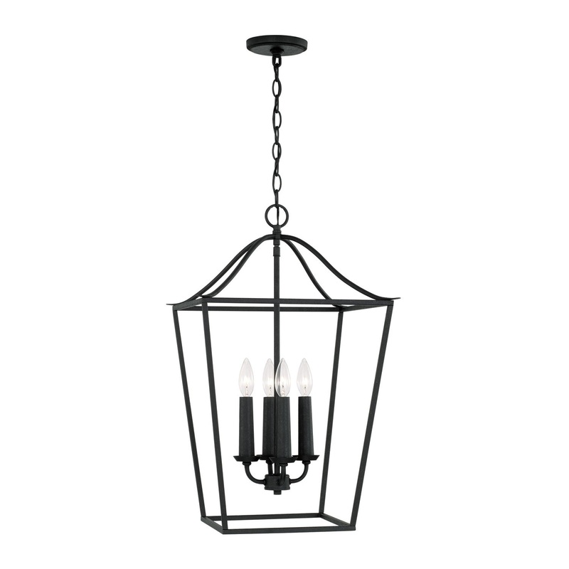 Grady 4-Light Foyer Pendant in Black Iron