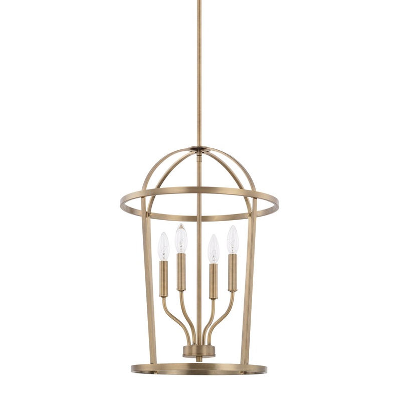 Greyson 4-Light Foyer Pendant in Aged Brass