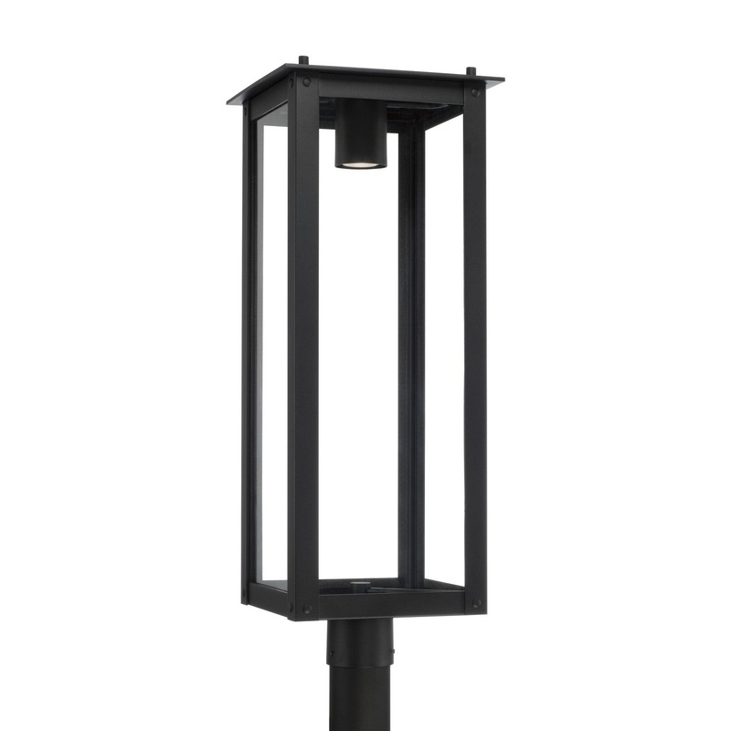 Hunt 1-Light Outdoor Post-Lantern in Black