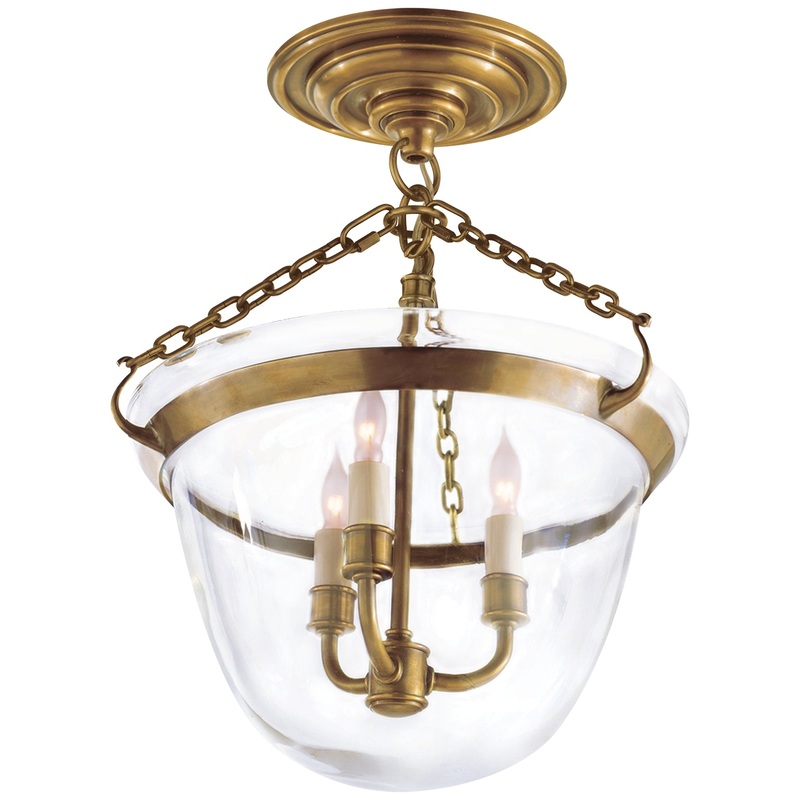 Country Bell Jar 3-Light Semi-Flush Mount