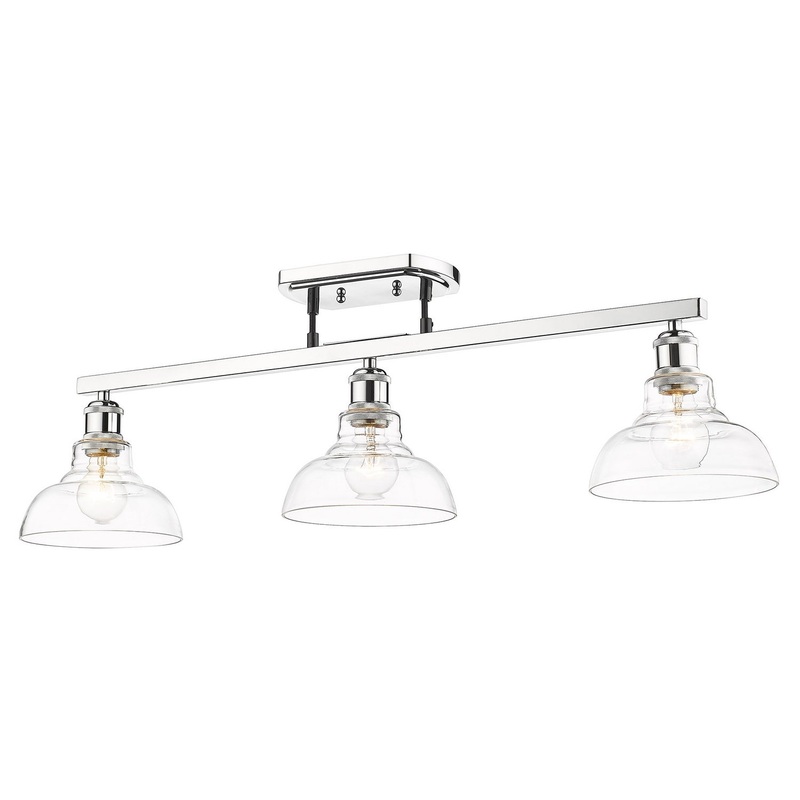 Carver 3-Light Semi-Flush in Chrome with Clear Glass