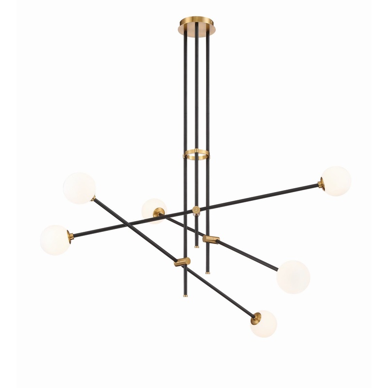 Cosmet 6-Light Pendant in Coal & Aged Brass