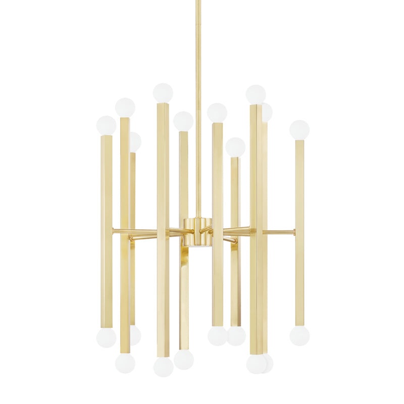 Dona 20 Light Chandelier in Aged Brass