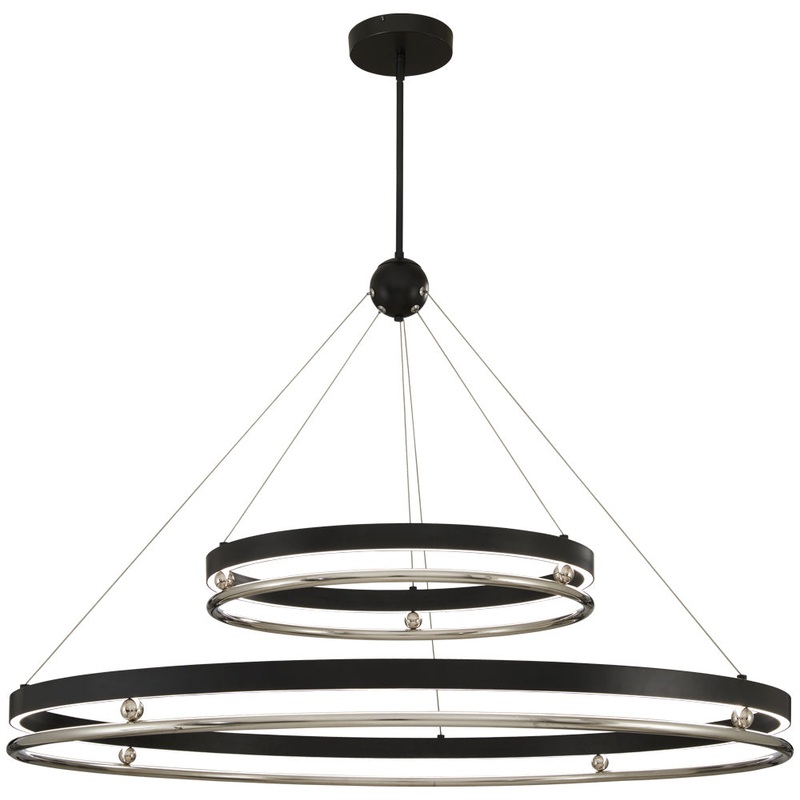 Grande Illusion LED Pendant in Coal & Polished Nickel