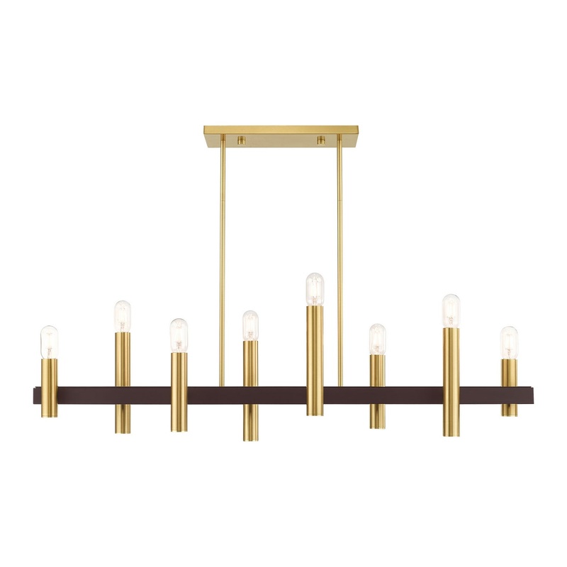 Helsinki 8-Light Chandelier in Satin Brass with Bronze Accents