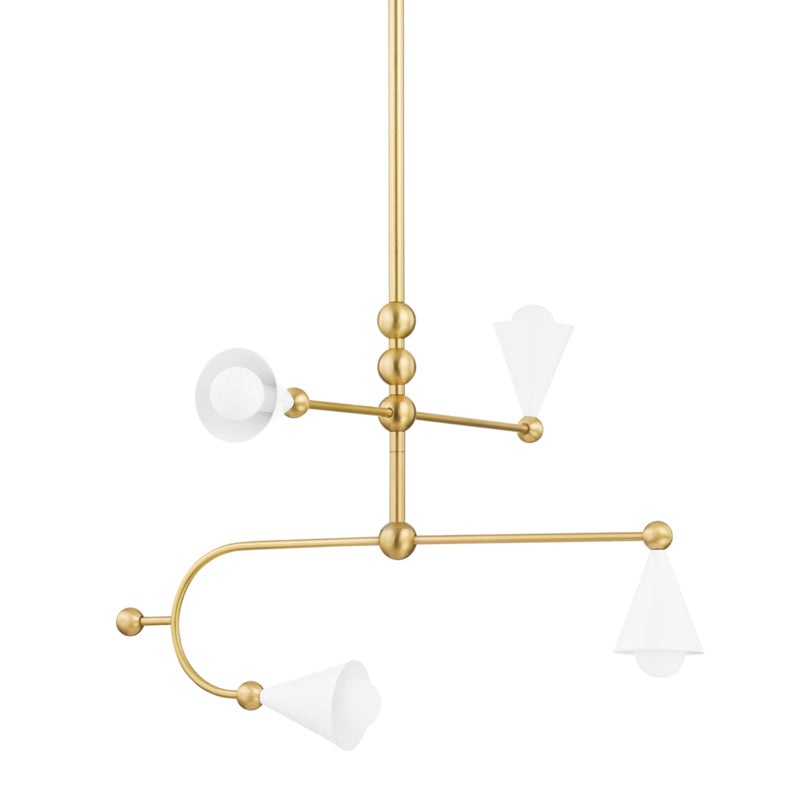 Hikari 4-Light Chandelier in Aged Brass & Soft White