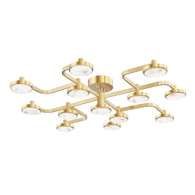 Meander LED Chandelier in Aged Brass