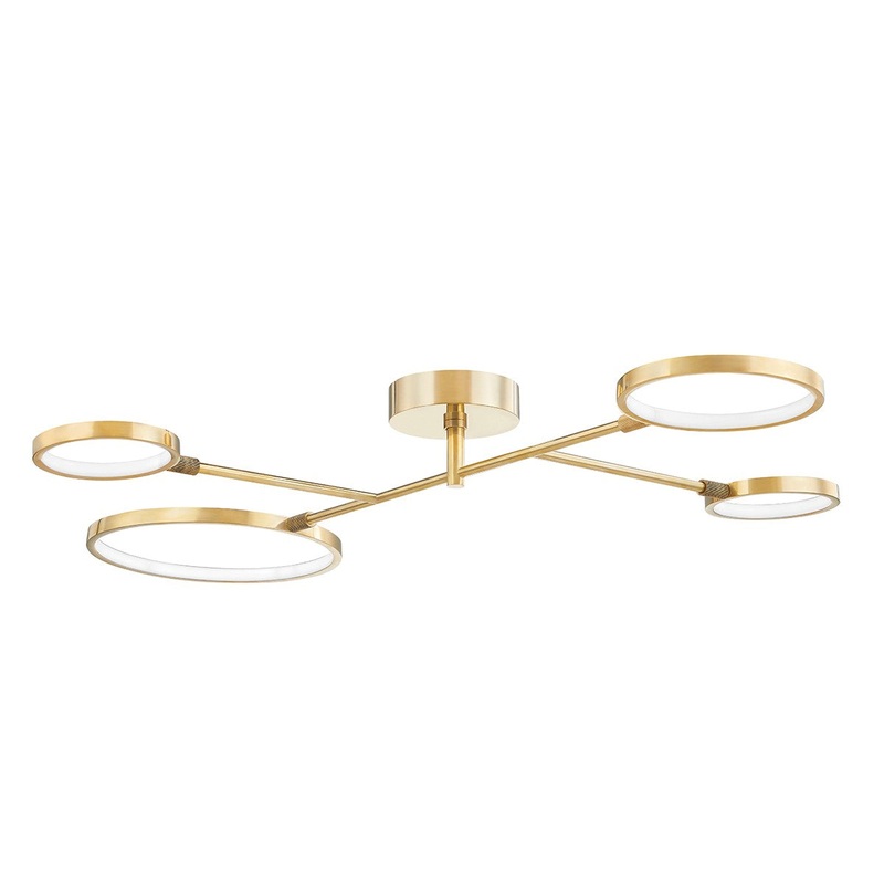 Saturn LED Flush Mount in Aged Brass