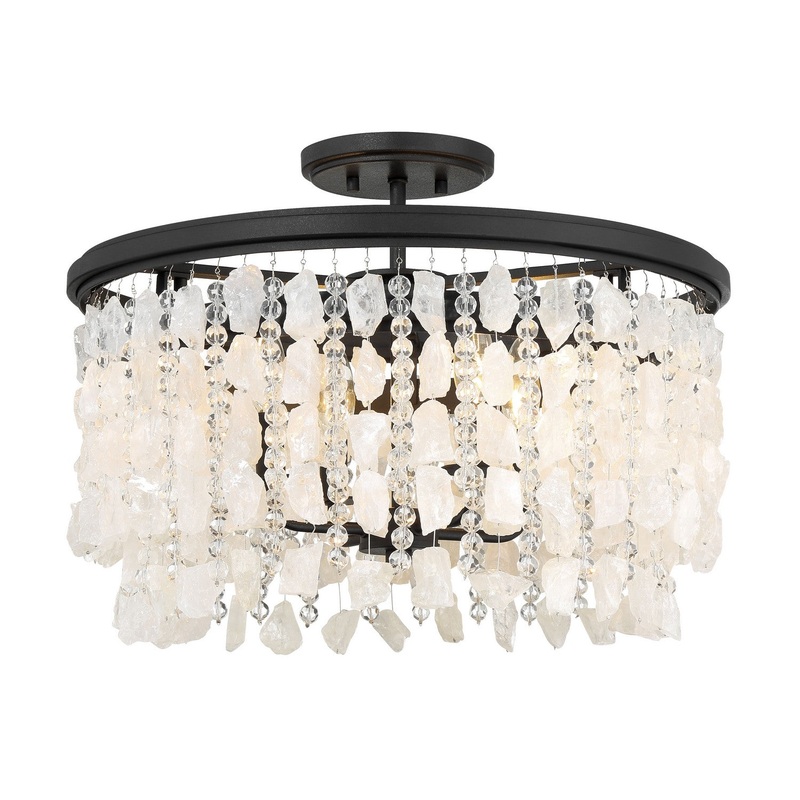 Shimmering Elegance 4-Light Semi Flush Mount in Sand Coal