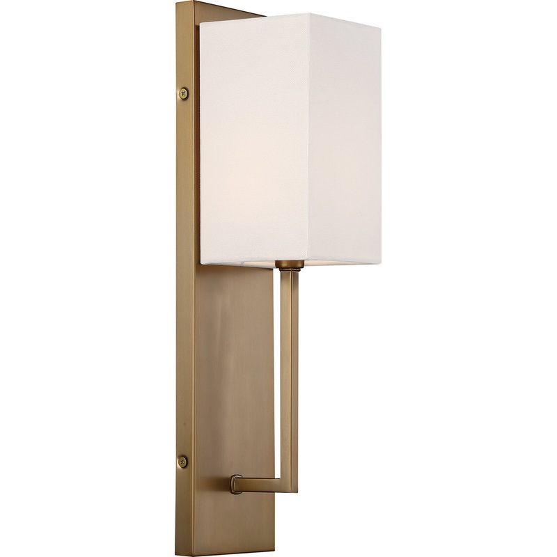 Vesey 1-Light Wall Sconce in Burnished Brass & White