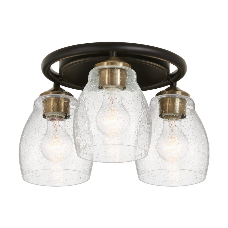 Winsley 3-Light Semi Flush Mount in Coal With Stained Brass