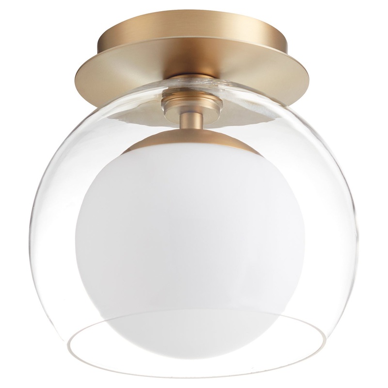 Mid Century Modern Ceiling Mount in Aged Brass