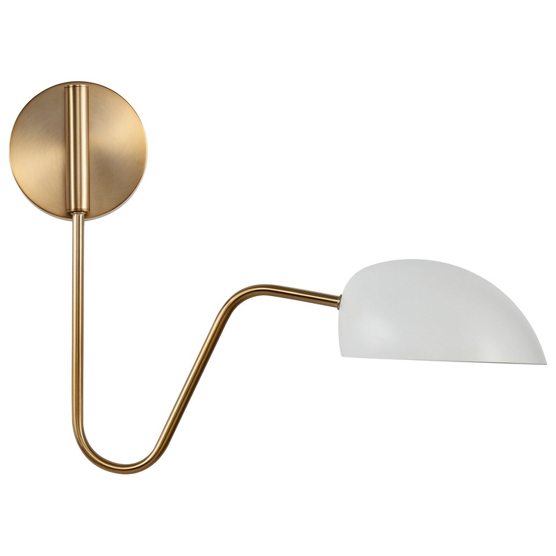 Trilby 1-Light Wall Sconce in Matte White & Burnished Brass