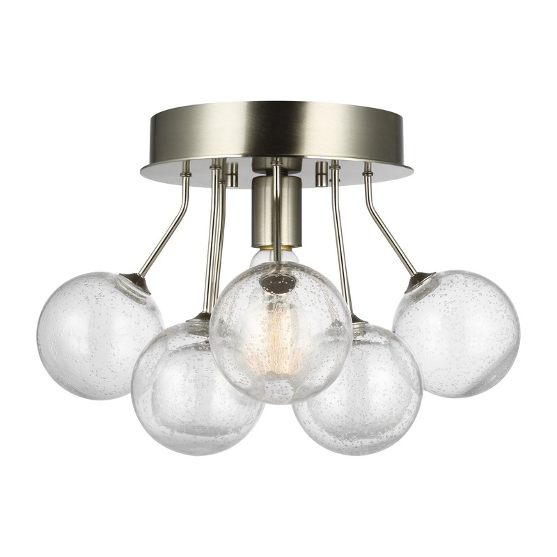 Bronzeville 1-Light Semi-Flush Mount in Brushed Nickel