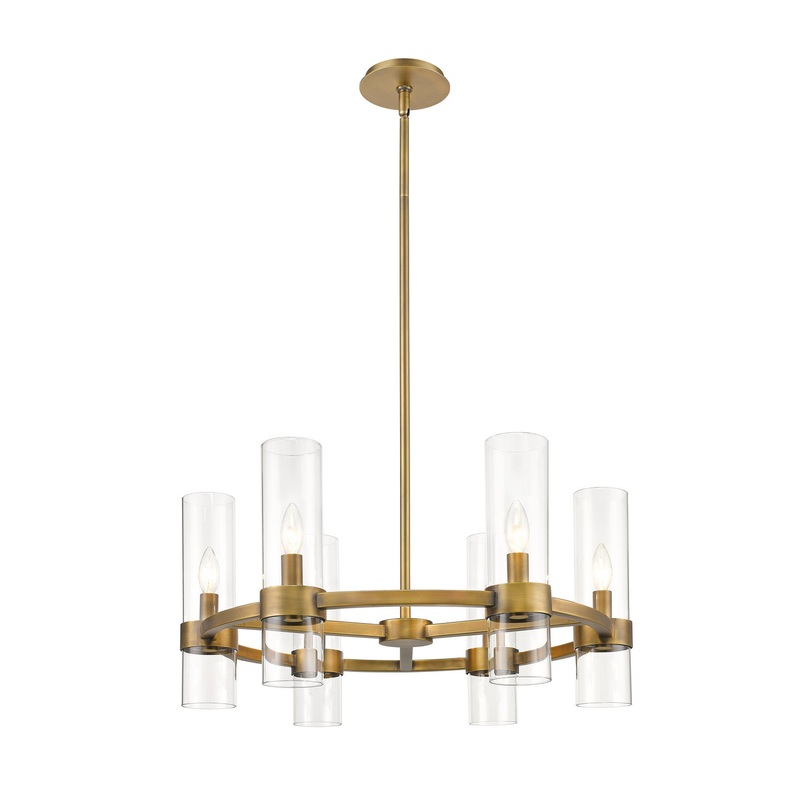 Datus 6-Light Chandelier in Rubbed Brass