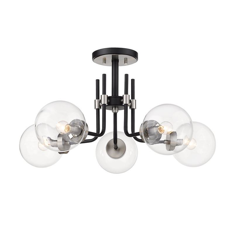 Parsons 5-Light Semi Flush Mount in Matte Black & Brushed Nickel