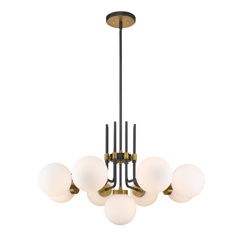 Parsons 9-Light Chandelier in Matte Black & Olde Brass