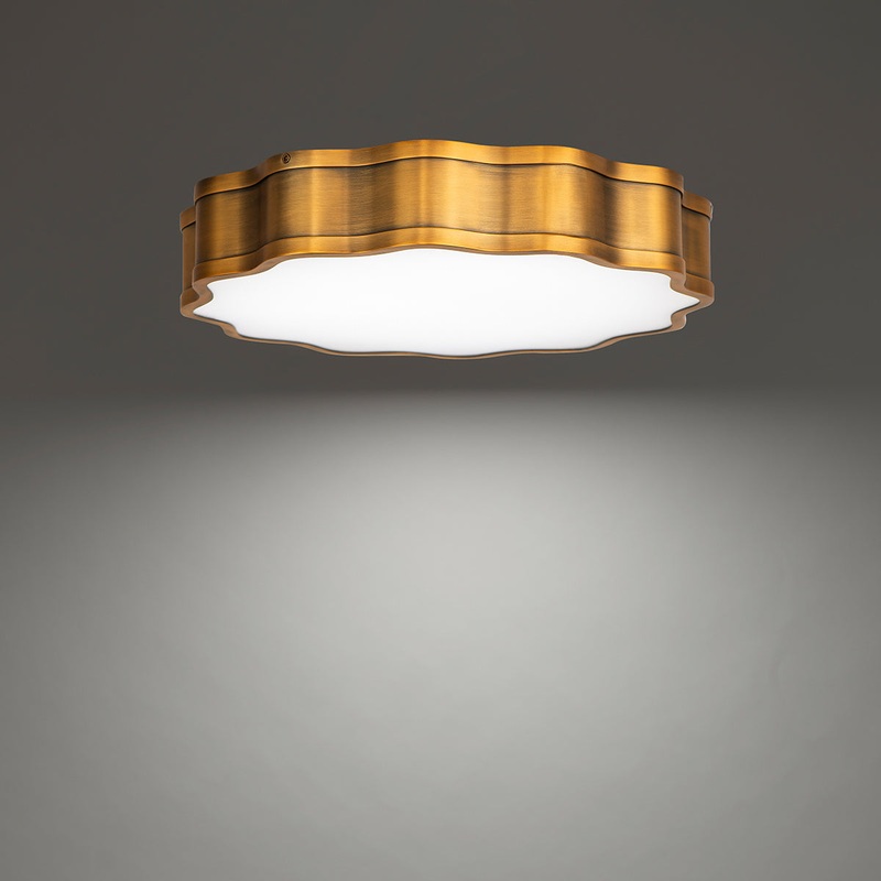 Vaughan LED Flush Mount in Aged Brass