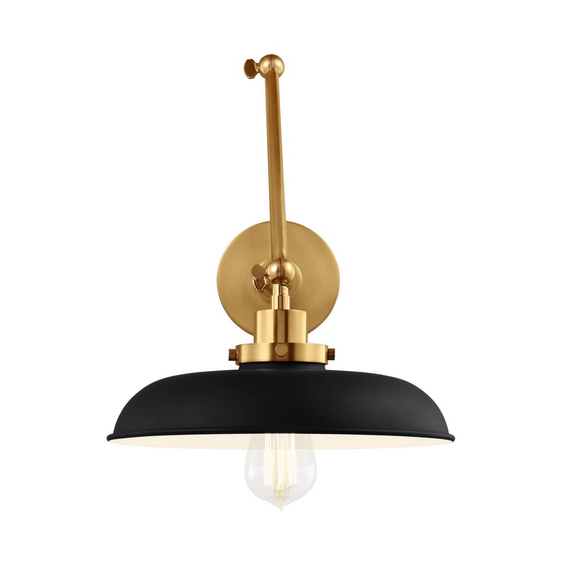 Wellfleet 1-Light Wall Sconce in Midnight Black & Burnished Brass