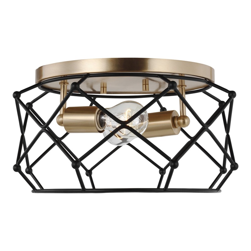 Zarra 2-Light Flush Mount in Satin Brass