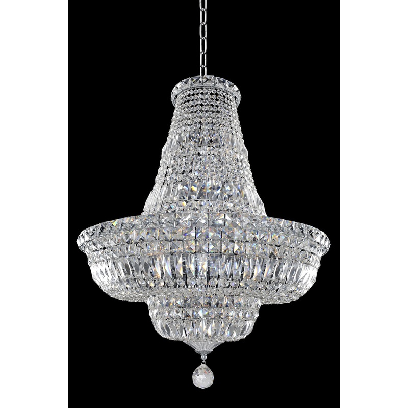 Art Deco Betti 25" Pendant in Chrome with Firenze Clear Crystals