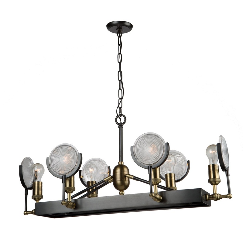 Baker Street Island Light in Slate & Vintage Brass