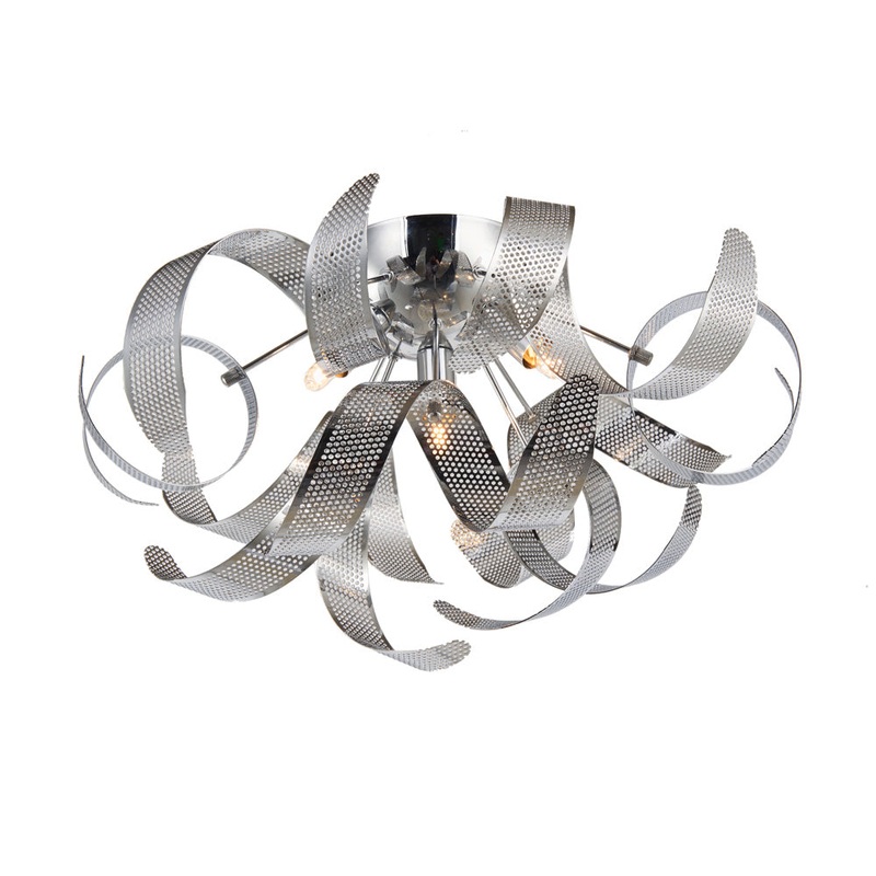 Bel Air Flush Mount in Chrome Mesh Leaves
