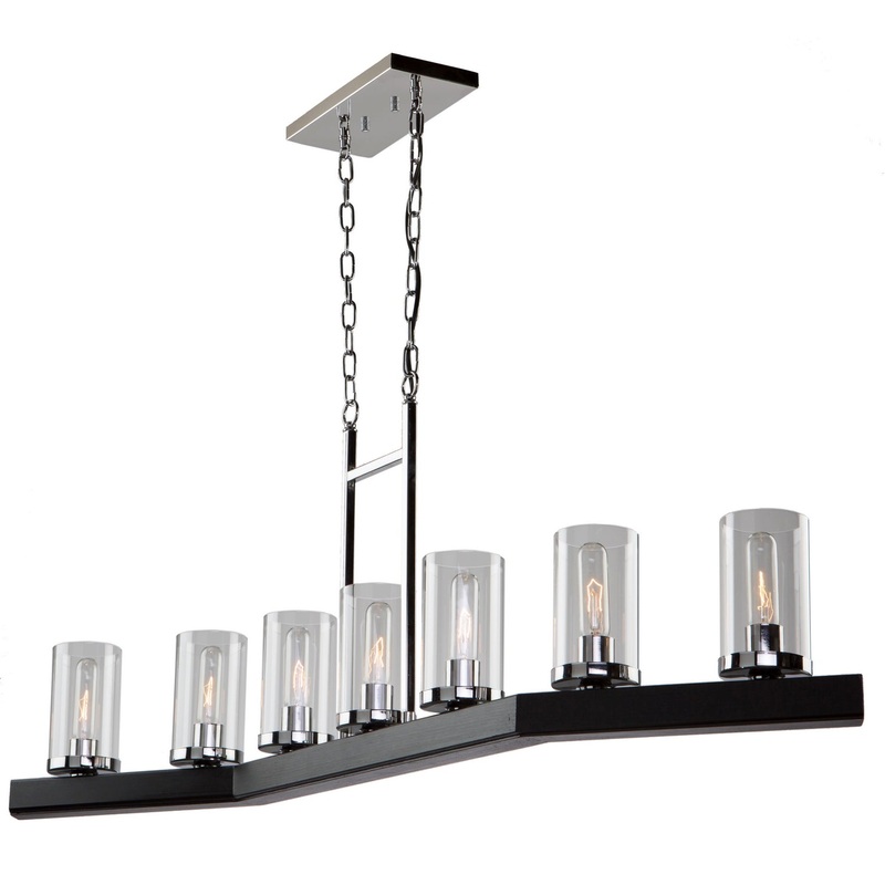 Canyon Creek Island Light in Dark Wood & Chrome