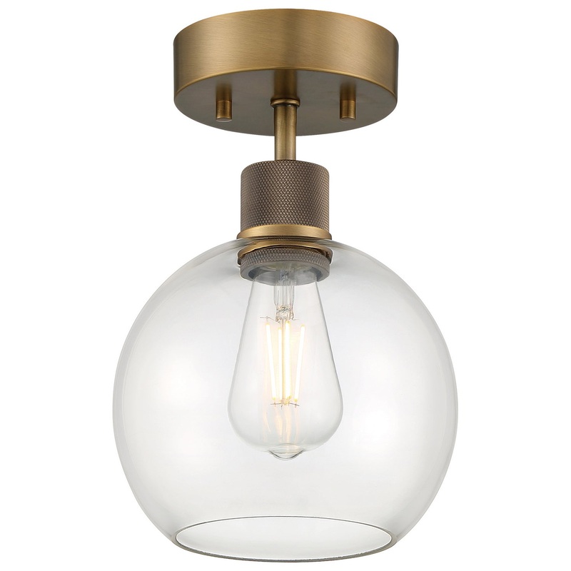 Port Nine Burgundy LED Semi-Flush Mount in Antique Brushed Brass