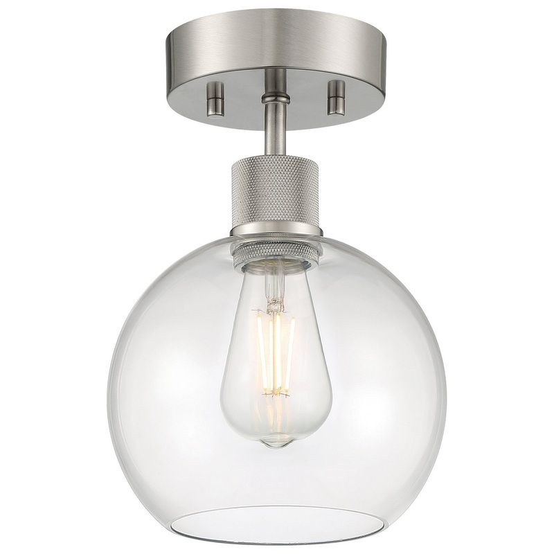 Port Nine Burgundy LED Semi-Flush Mount in Brushed Steel