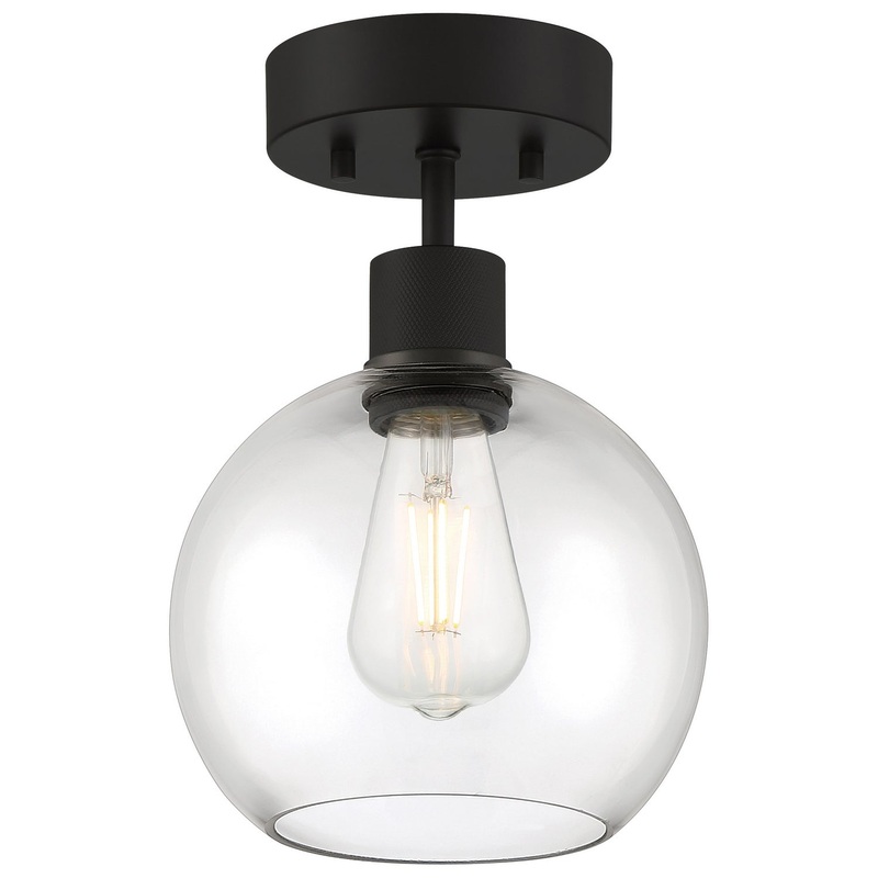 Port Nine Burgundy LED Semi-Flush Mount in Matte Black