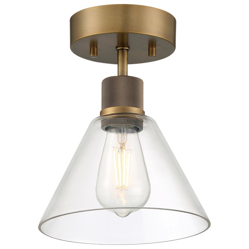 Port Nine Martini LED Semi-Flush Mount in Antique Brushed Brass