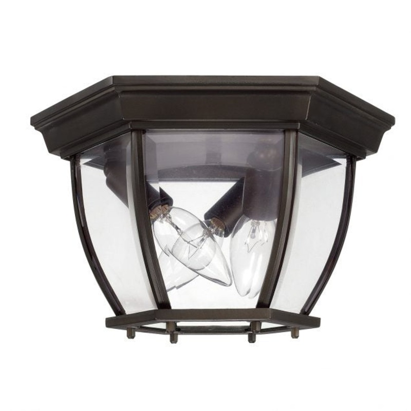 3 Light Outdoor Flush & Semi-Flush in Black