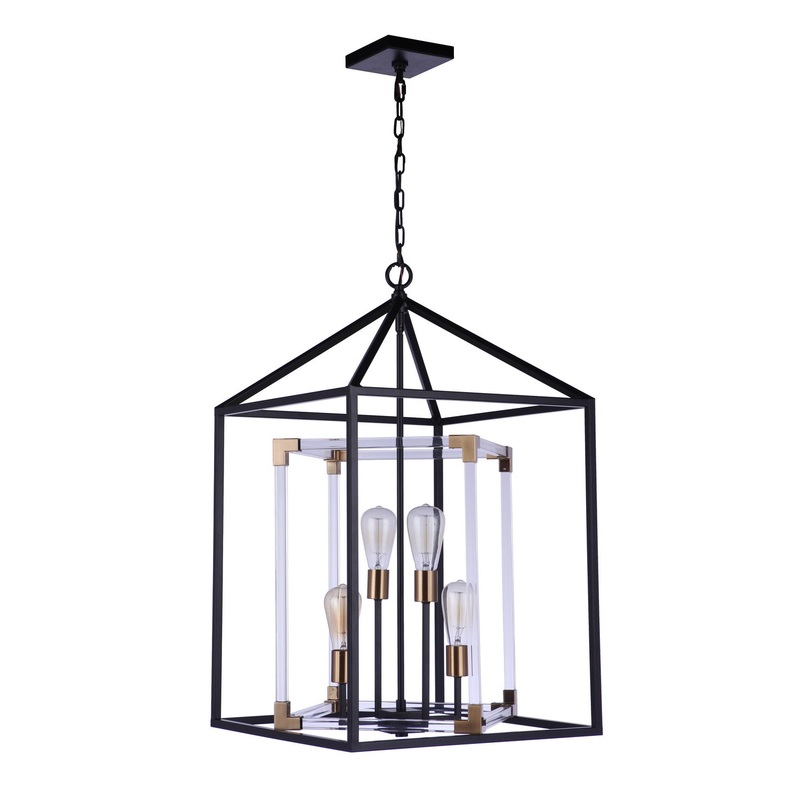 Aaron 4-Light Pendant in Flat Black/Satin Brass