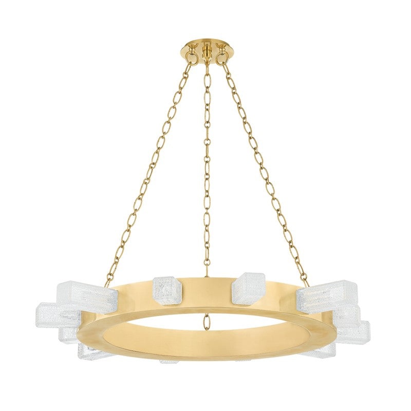 Citrine LED Chandelier in Vintage Brass