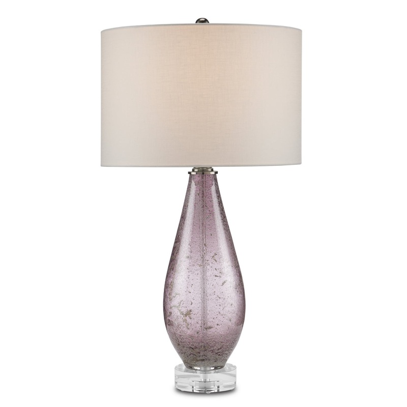 Optimist 1-Light Table Lamp in Purple/Clear/Antique Nickel