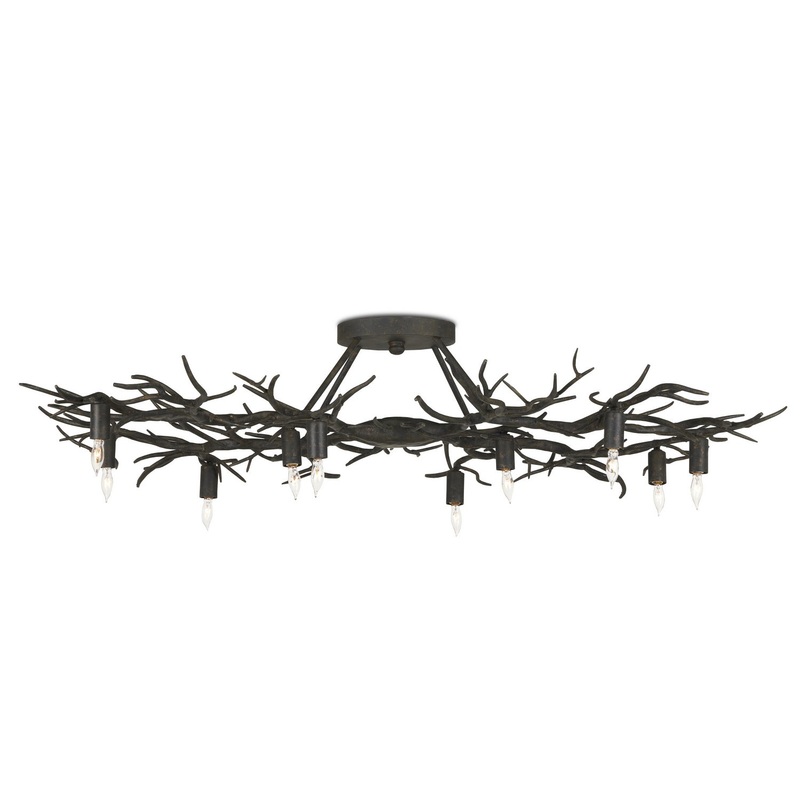 Rainforest 10-Light Semi-Flush Mount in Rustic Bronze