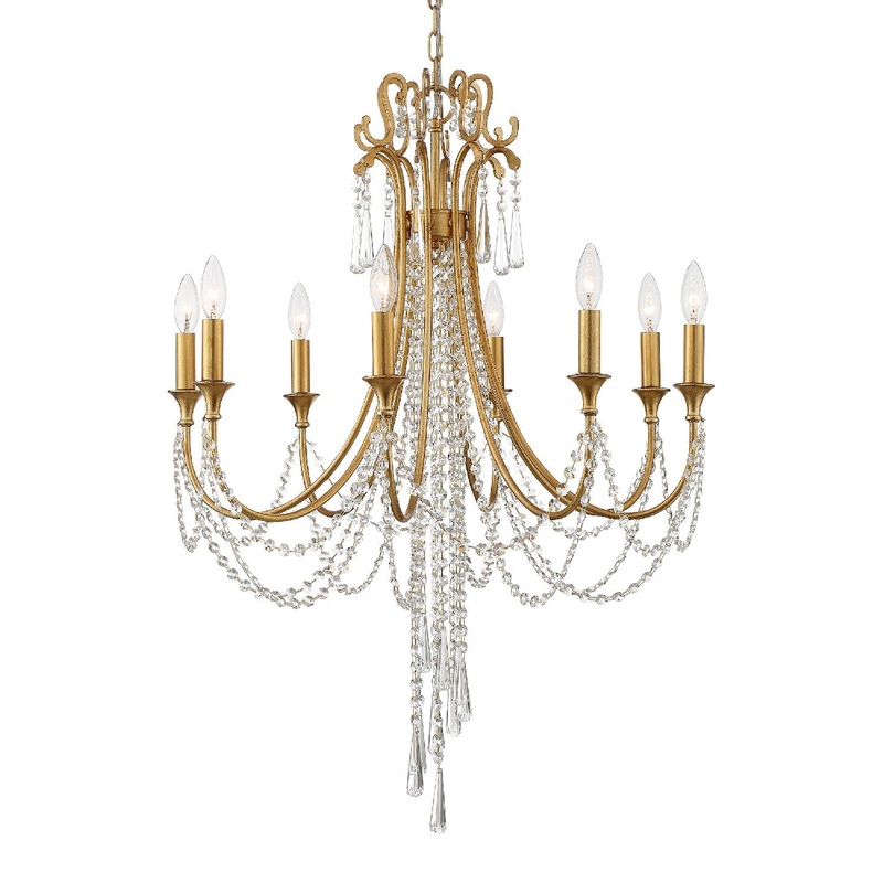 Arcadia 8-Light Chandelier in Antique Gold with Hand Cut Crystal