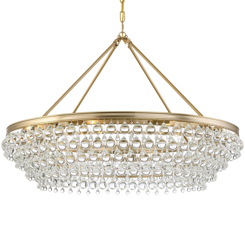 Calypso 8-Light Chandelier in Vibrant Gold with Clear Glass Drops Crystal
