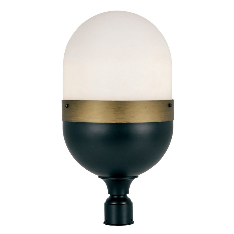Capsule 3-Light Outdoor Lantern Post in Matte Black / Textured Gold