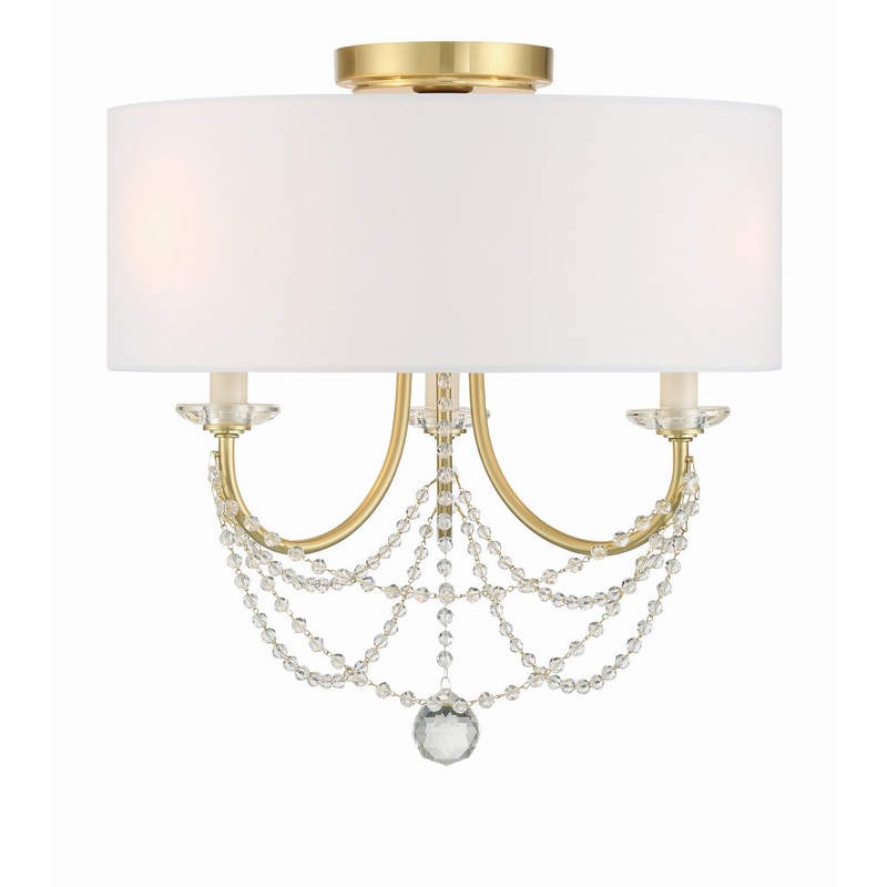 Delilah 3-Light Ceiling Mount in Aged Brass