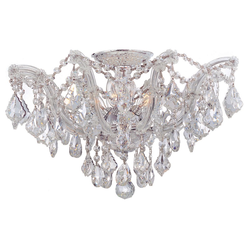 Maria Theresa 5-Light Ceiling Mount in Polished Chrome with Clear Hand Cut Crystal