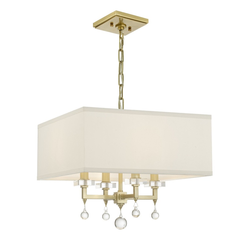 Paxton 4-Light Chandelier in Antique Gold with Clear Glass Balls Crystal