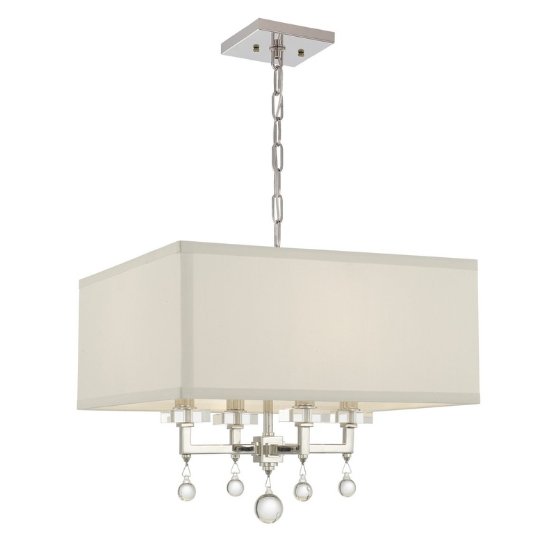 Paxton 4-Light Chandelier in Polished Nickel with Clear Glass Balls Crystal