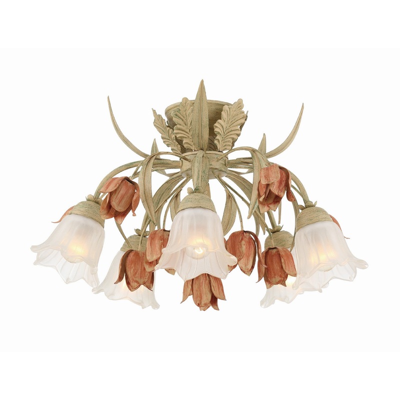 Southport 5-Light Ceiling Mount in Sage/Rose