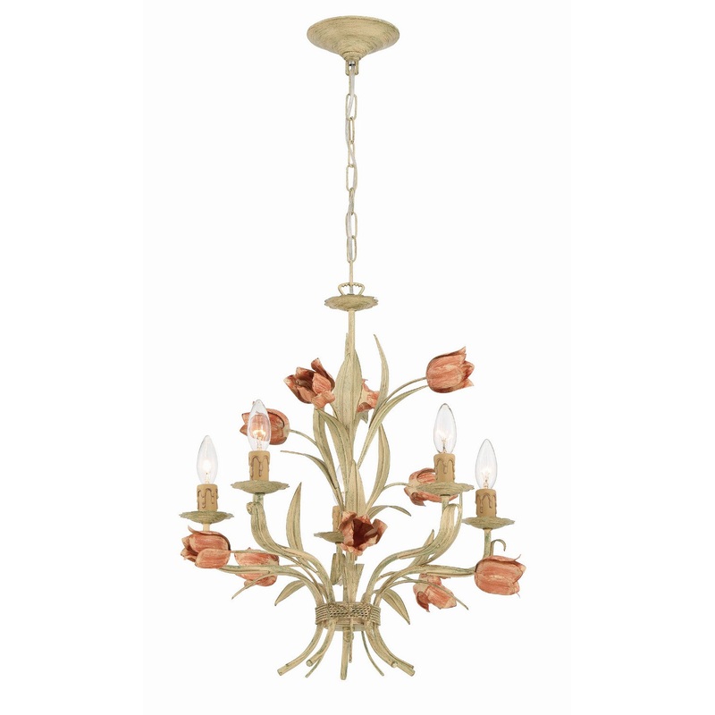Southport 5-Light Chandelier in Sage/Rose